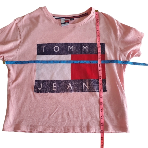 SOLD TOMMY JEANS Graphic Crop Tee Shirt Cotton Pink - Picture 9 of 14